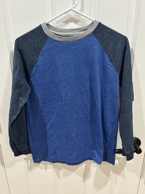 Boy’s Old Navy Blue Raglan Long Sleeve Shirt with Gray Trim